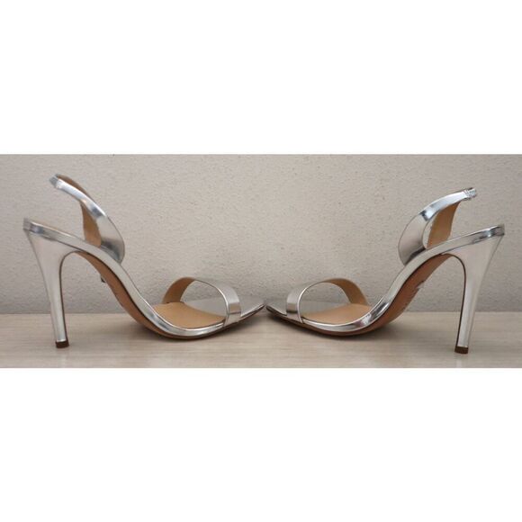 Schutz Women's Sz 11B Prata Silver Metallic Slingback High-High Sandals - Picture 13 of 16